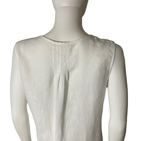 Chochene Italia White & Tan Sleeveless Linen Dress 2 - Picture 4 of 5